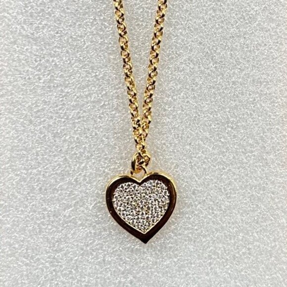 New HEART CZ Micro Pave Necklace Gold HW  ❤️ - Picture 5 of 7